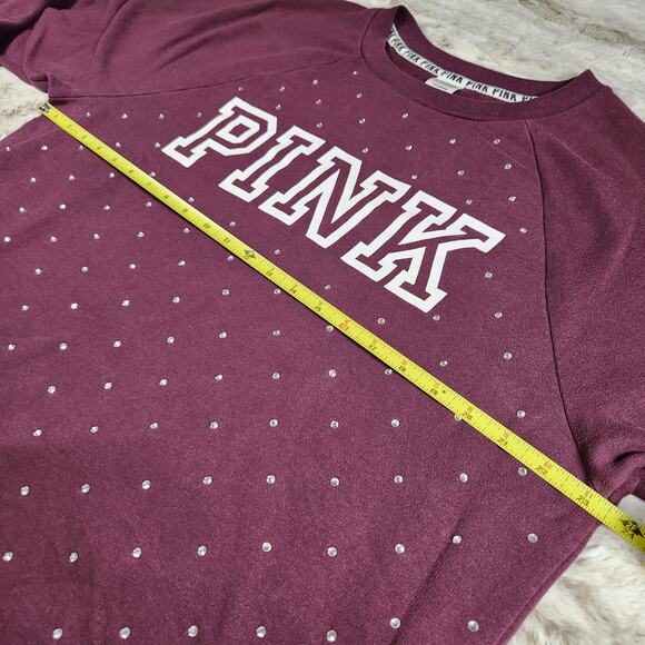 Victoria's Secret PINK Cute Purple Bling Embellished Sweatshirt Size L - Picture 7 of 8